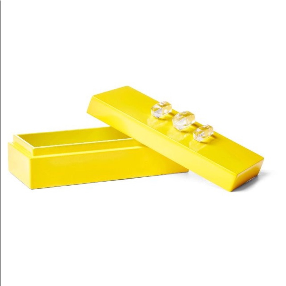 ONE KINGS LANE Yellow Lacquered Box w/ Quartz Crystal